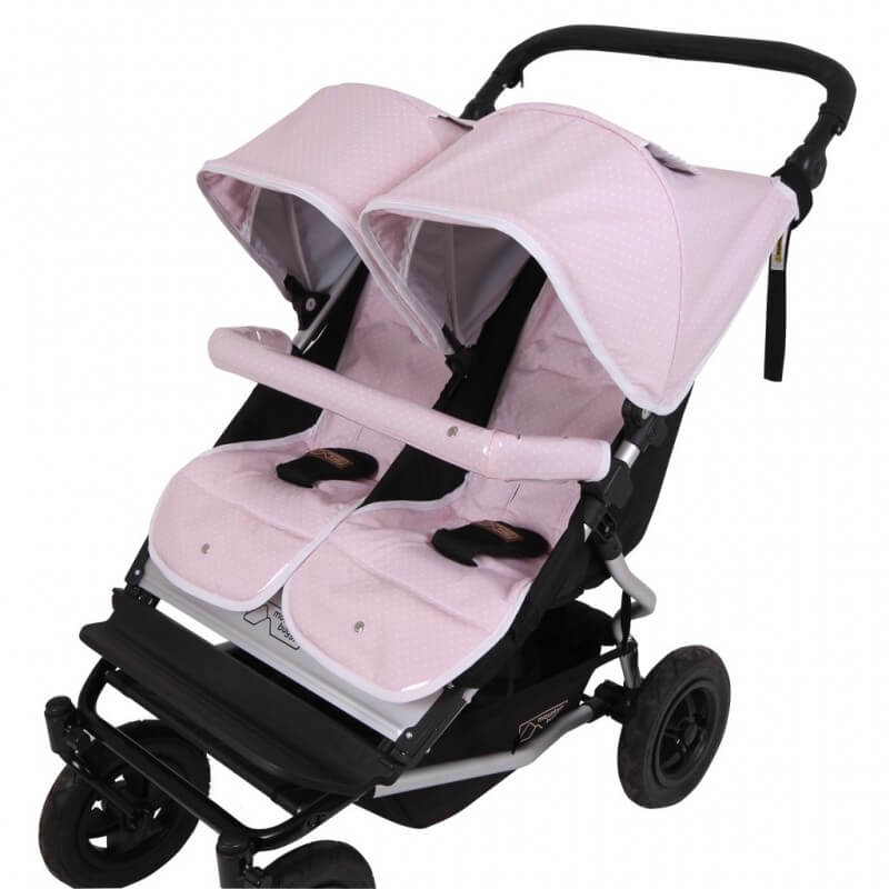 Conjunto Mountain Buggy Duet Capota Colchoneta y Barra KUKU ROSA.Blanco