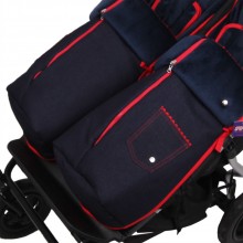 Conjunto 2ud. Sacos Silla Mountain Buggy Duet VAQUERO. Velour Marino_Rojo