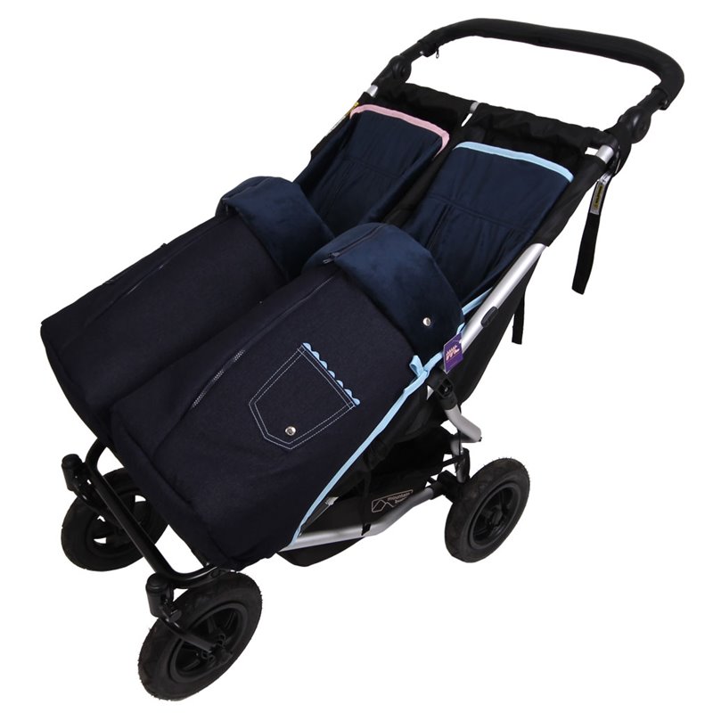 Conjunto 2ud. Sacos Silla Mountain Buggy Duet VAQUERO. Velour Marino_Rojo