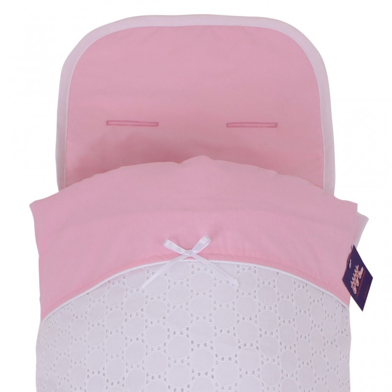 Saco Capazo Verano VOILE BLCO BORDADO.Rosa/Nervio TititNins