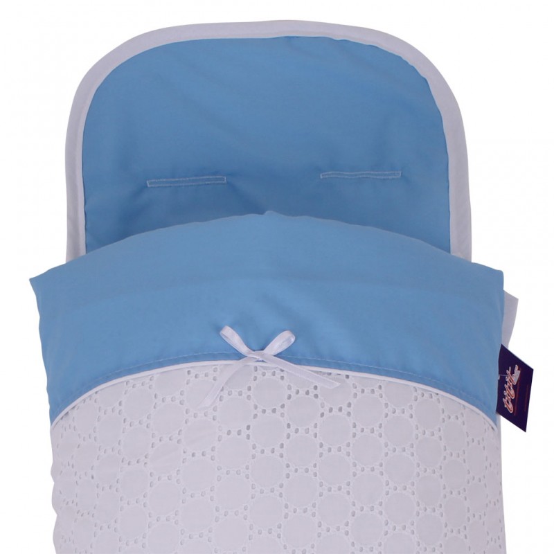 Saco Capazo Verano VOILE BLCO BORDADO.Celeste/Nervio TititNins