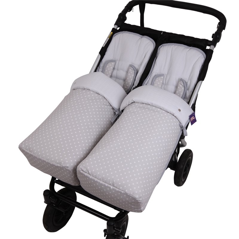 Conjunto 2ud Sacos Silla Baby Monster Easy Twin ESTRELLA BLC.Mil Gris/Blanco