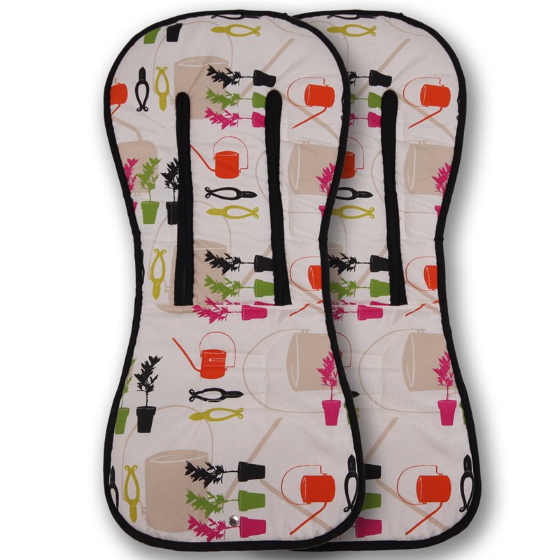 Pack 2ud. Colchonetas para Bugaboo Donkey 5 JARDIN - Acolchado Transpirable- (100% Algodón)
