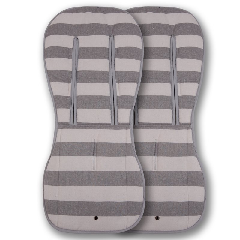 Pack 2ud. Colchonetas para Bugaboo Donkey 5 ANCHA GRIS - Acolchado Transpirable- (100% Algodón)
