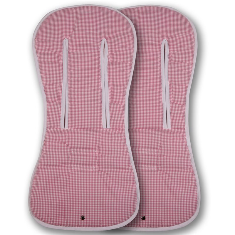 Pack 2ud. Colchonetas para Bugaboo Donkey 5 VICHY P ROSA - Acolchado Transpirable- (100% Algodón)