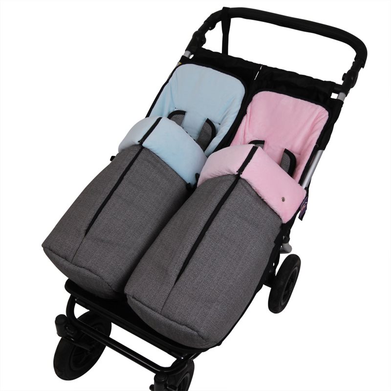 Conjunto 2ud Sacos Silla Invierno Baby Monster Easy Twin SPIGA.Polar Rosa_Polar Azul